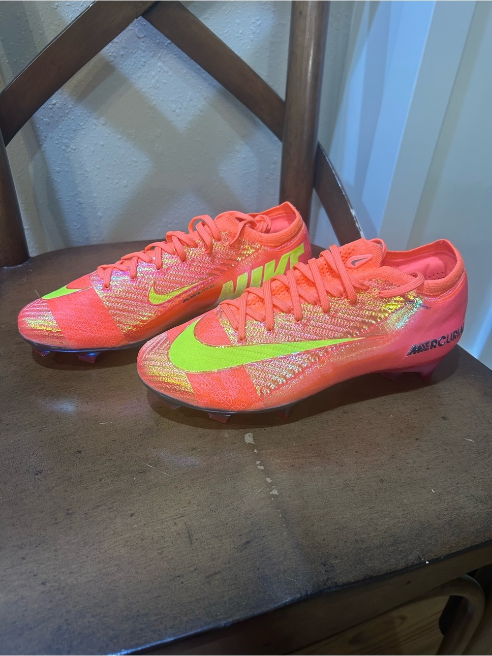 Nike Mercurial Vapor Soccer Cleats in Neon Orange and Neon Green